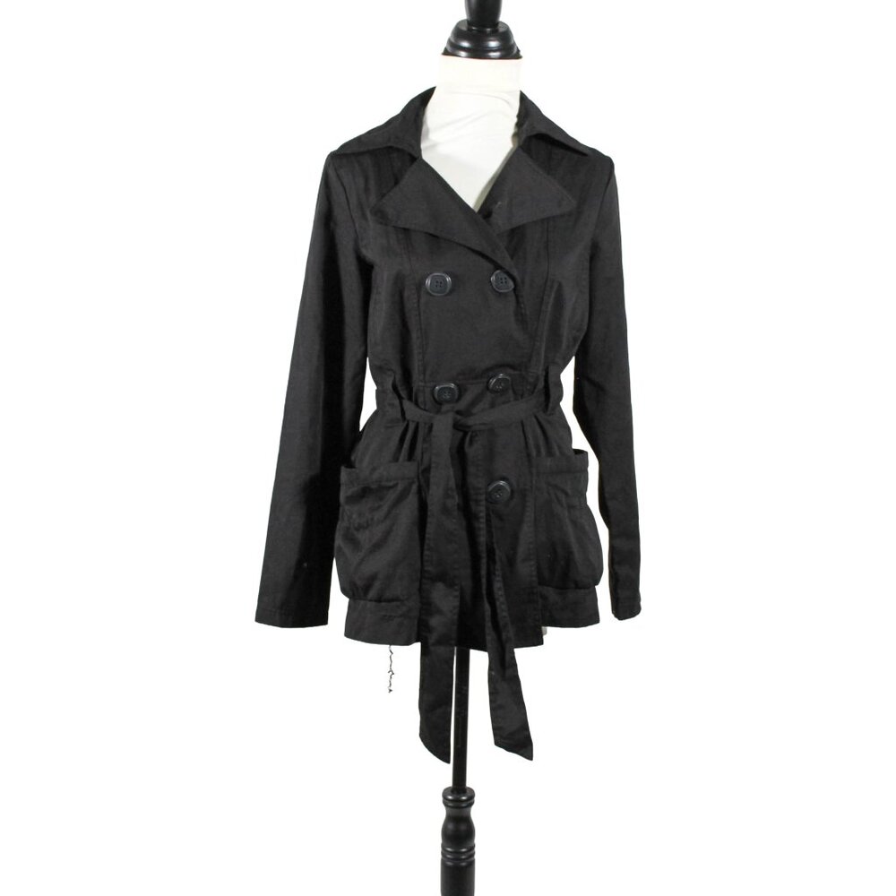 Vintage Y2K Paris Blues Black Lightweight Trench Jacket Juniors L Women’s S or M